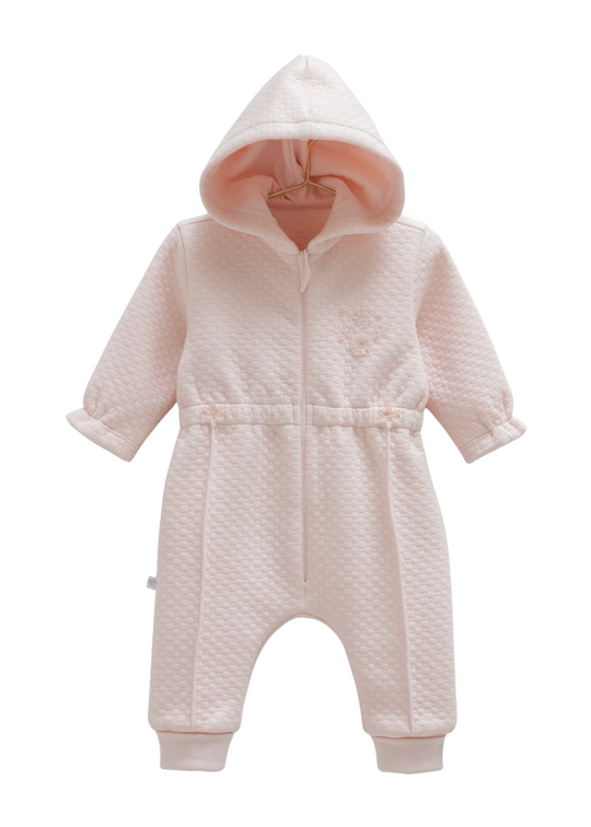 Combinezon Roz din Bumbac cu Fermoar si Elastic in Talie TK2030 Mell Sweet Baby