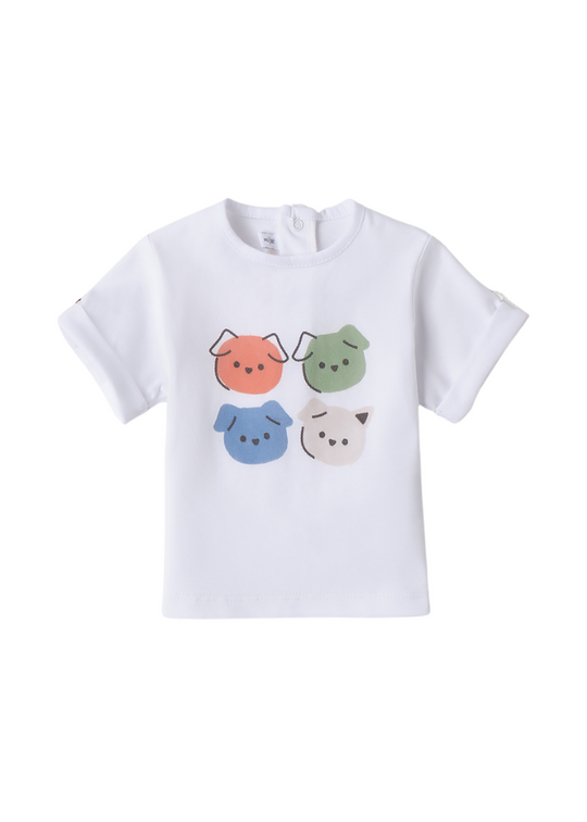 White T-shirt with Colorful Print 3.B628/00 Minibanda