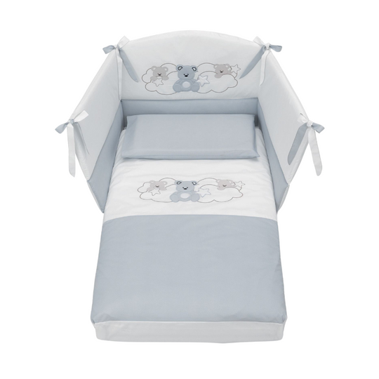 Set Protectie Bumbac Patut 4 Piese Colectia Mars Gri Azzurra