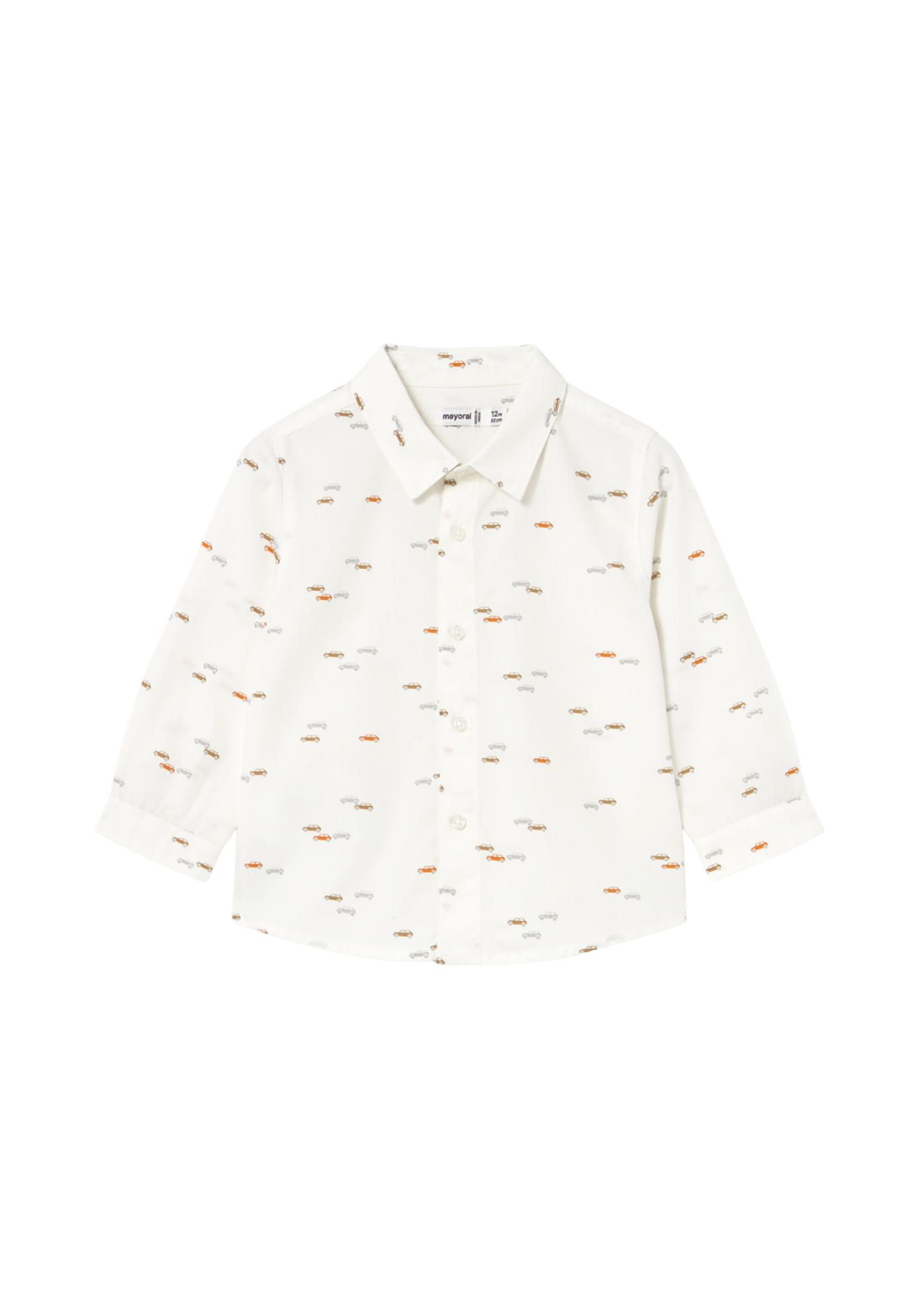 Camasa Alba cu Maneca Lunga Imprimeu Masini Gri si Portocalii 2107 col 88 Mayoral