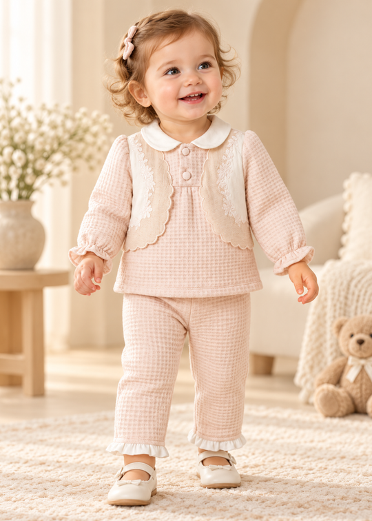 Set 2 Piese Roz cu Bluza si Pantaloni Lungi pentru Fetite 4704 – MyMio