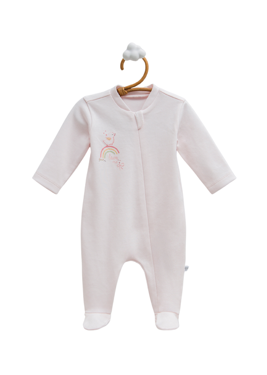 Salopeta Lunga din Bumbac Roz cu Ratuste cu Fermoar TK2253 Mell Sweet Baby