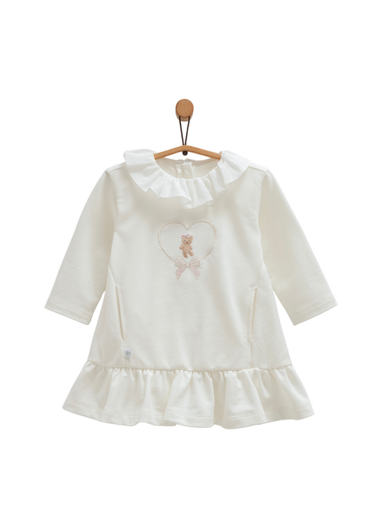 Rochie Crem cu Maneca Lunga cu Urs ELB1398 Mell Sweet Baby