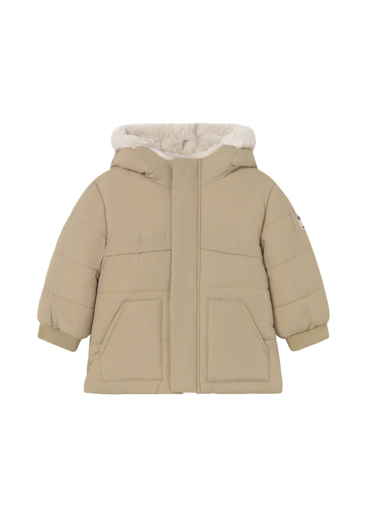 Geaca din Fas Bej cu Gluga cu Blana 2424 Mayoral