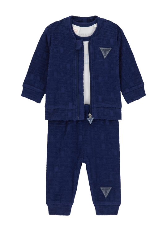 Trening 3 Piese Hanorac si Pantaloni Bleumarin si Body cu Maneca Lunga Alb H5YW10 KBU64 G7HR Guess