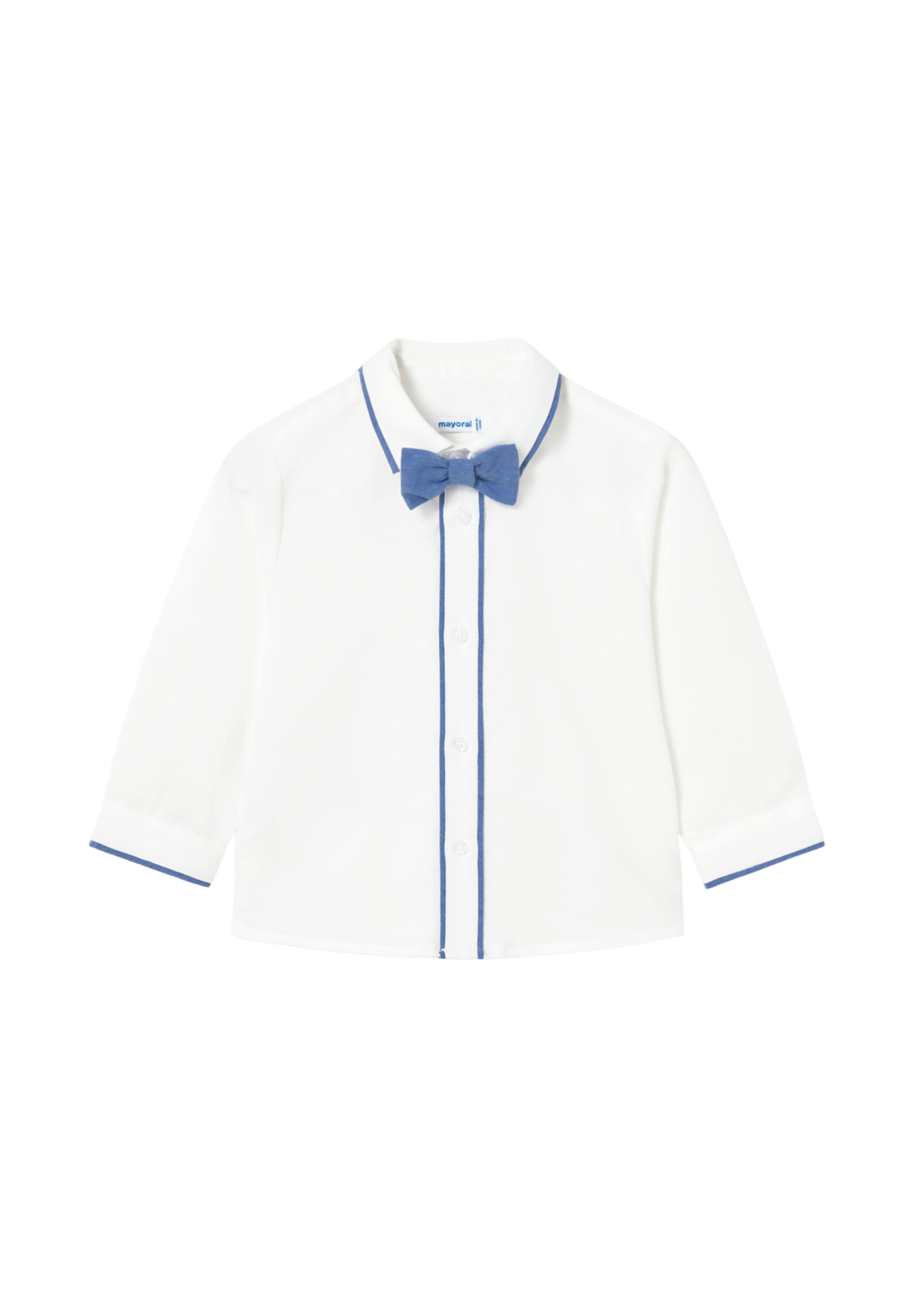 Camasa Maneca Lunga Alba cu Papion Bleu 1115 Mayoral