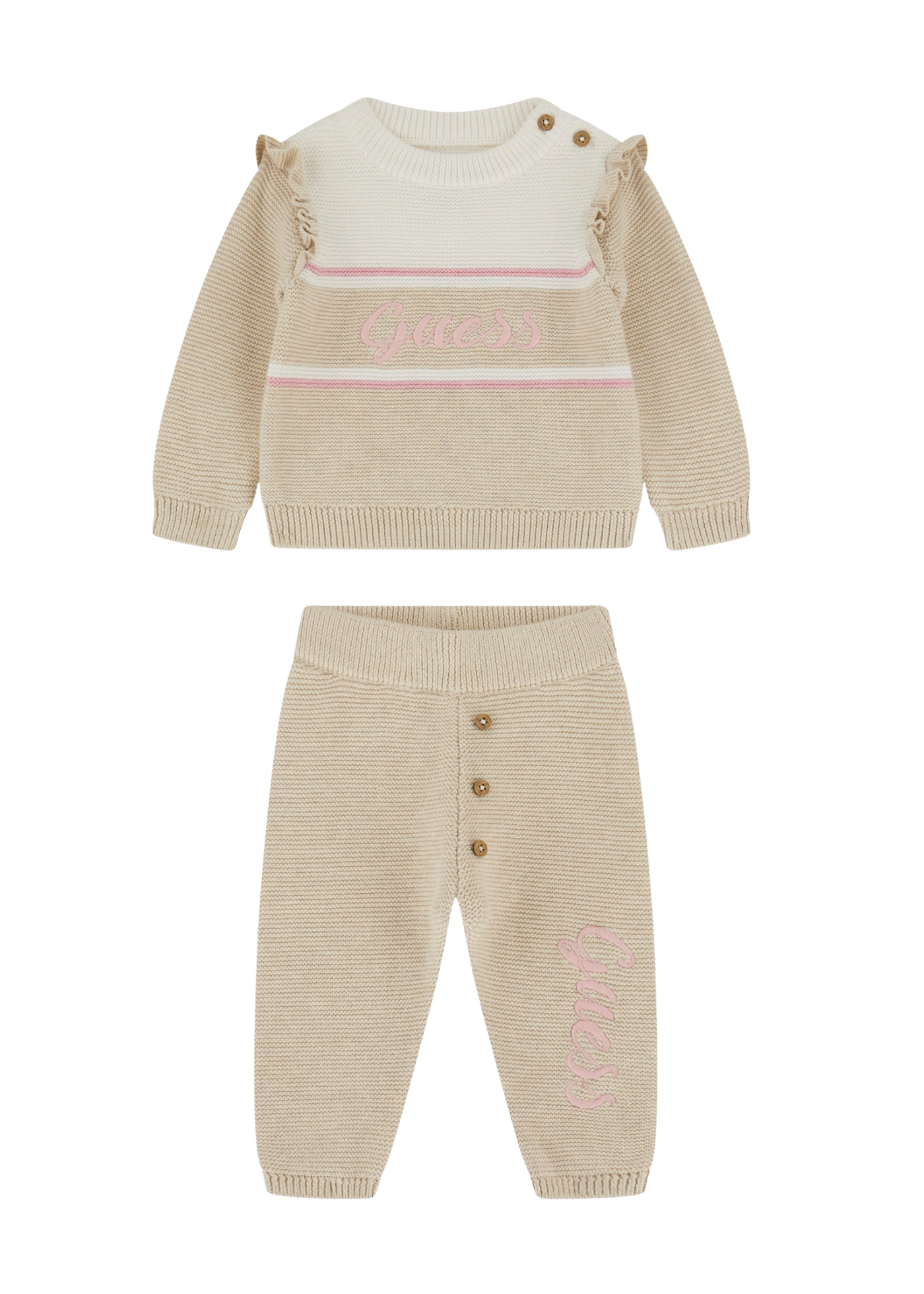 Set 2 Piese Tricotat Bej  Bluza si Pantaloni A5YG13 Z3FK1 LOH Guess