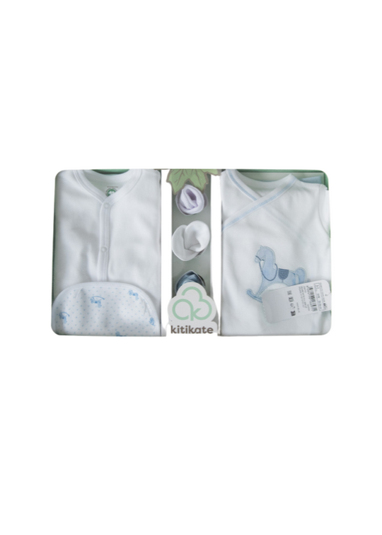 Set 10 Piese Maternitate Alb cu Bleu cu Calut S60100 KitiKate
