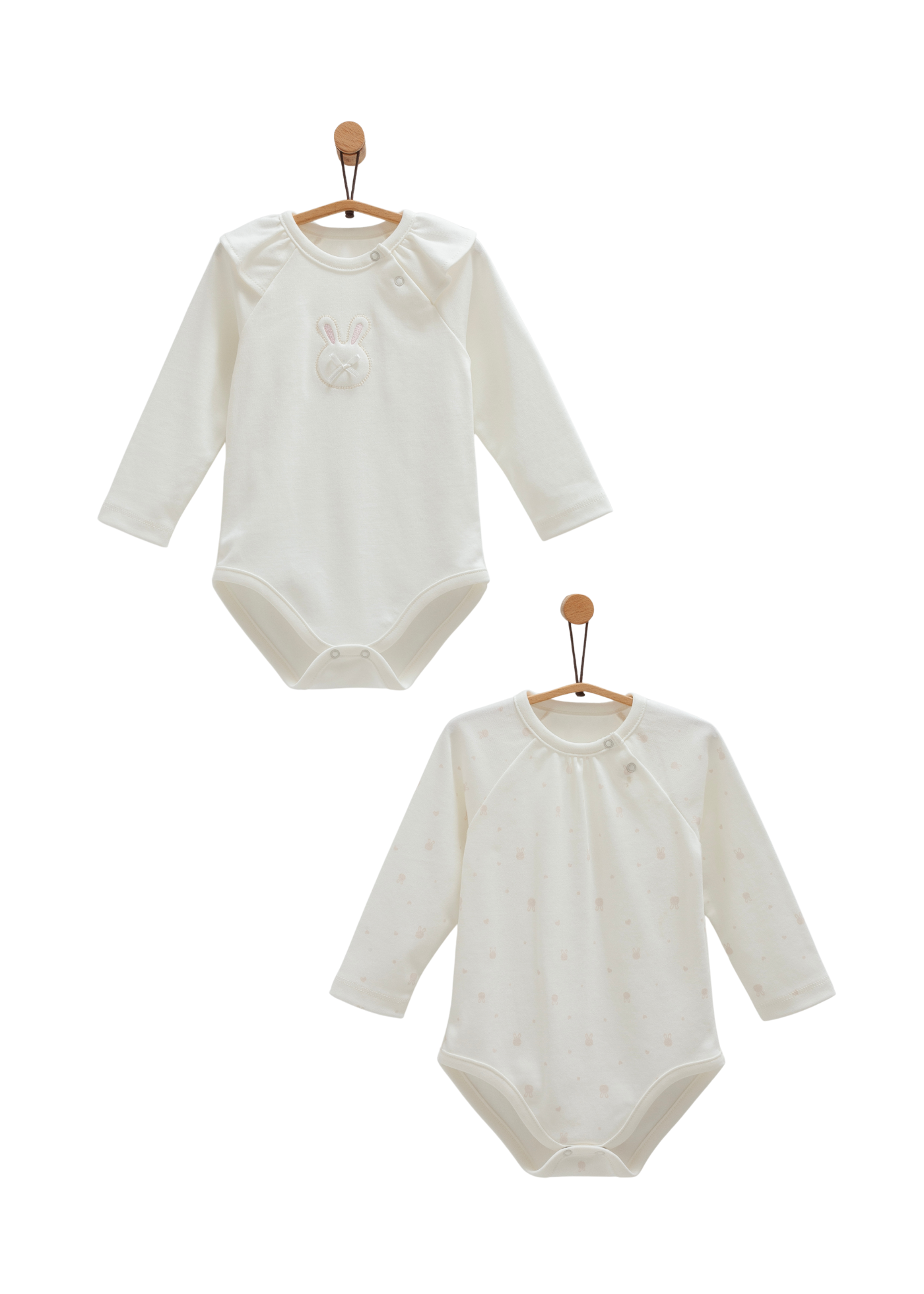 Set 2 Body cu Maneca Lunga Crem cu Iepure BK1483 Mell Sweet Baby