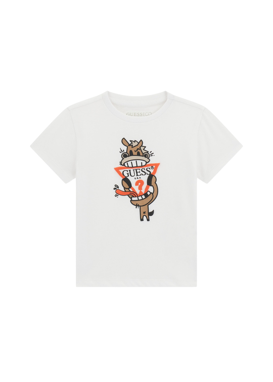 Tricou Alb cu Maneca Scurta cu Logo N6RI03 K8HM4 G011 Guess