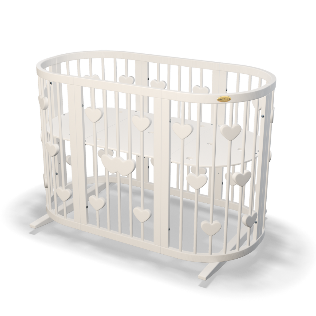 Patut Smart Inimi Rotund-Oval Evolutiv Transformabil Cosleeper 9in1 Lemn Arin 72 cm INGVART