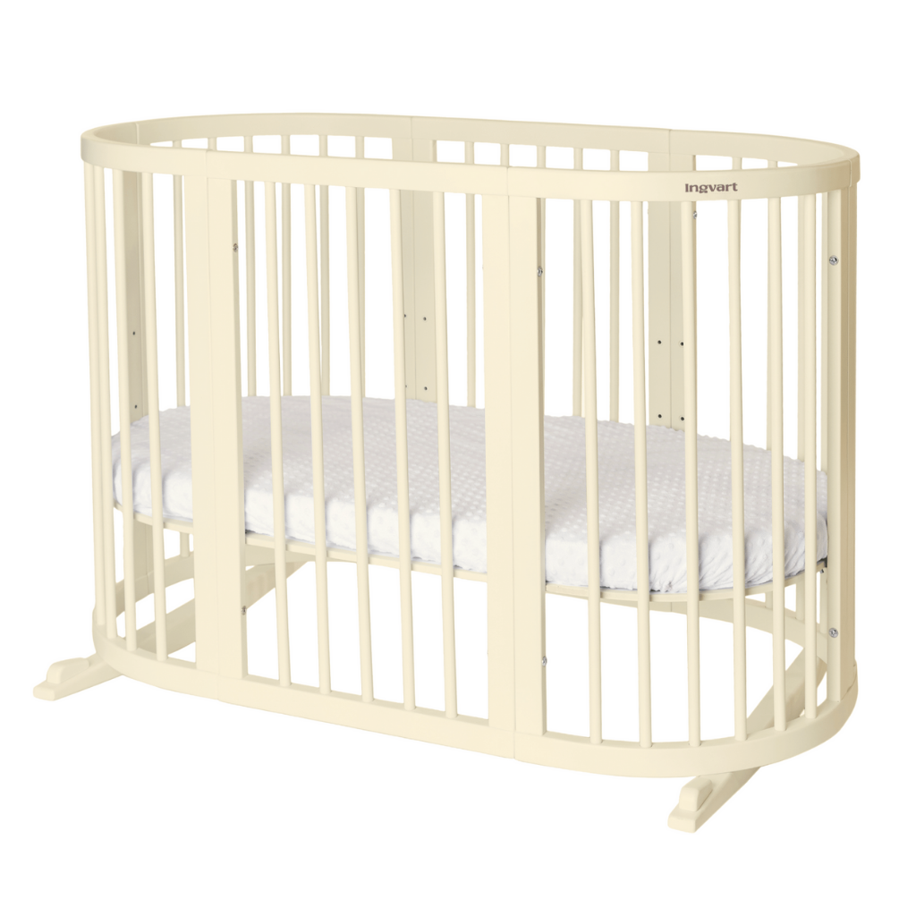 Smart Round-Oval Crib Evolutive Transformable Cosleeper 9in1 Alder Wood 72x72/120/168 INGVART 
