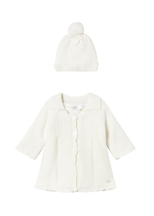 Mayoral Knitted Coat and Hat Cream 2412