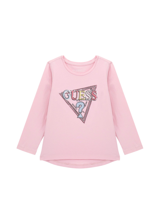 Bluza Roz cu Maneca Lunga cu Logo Multicolor K5YI10 K6YW4 G65U Guess