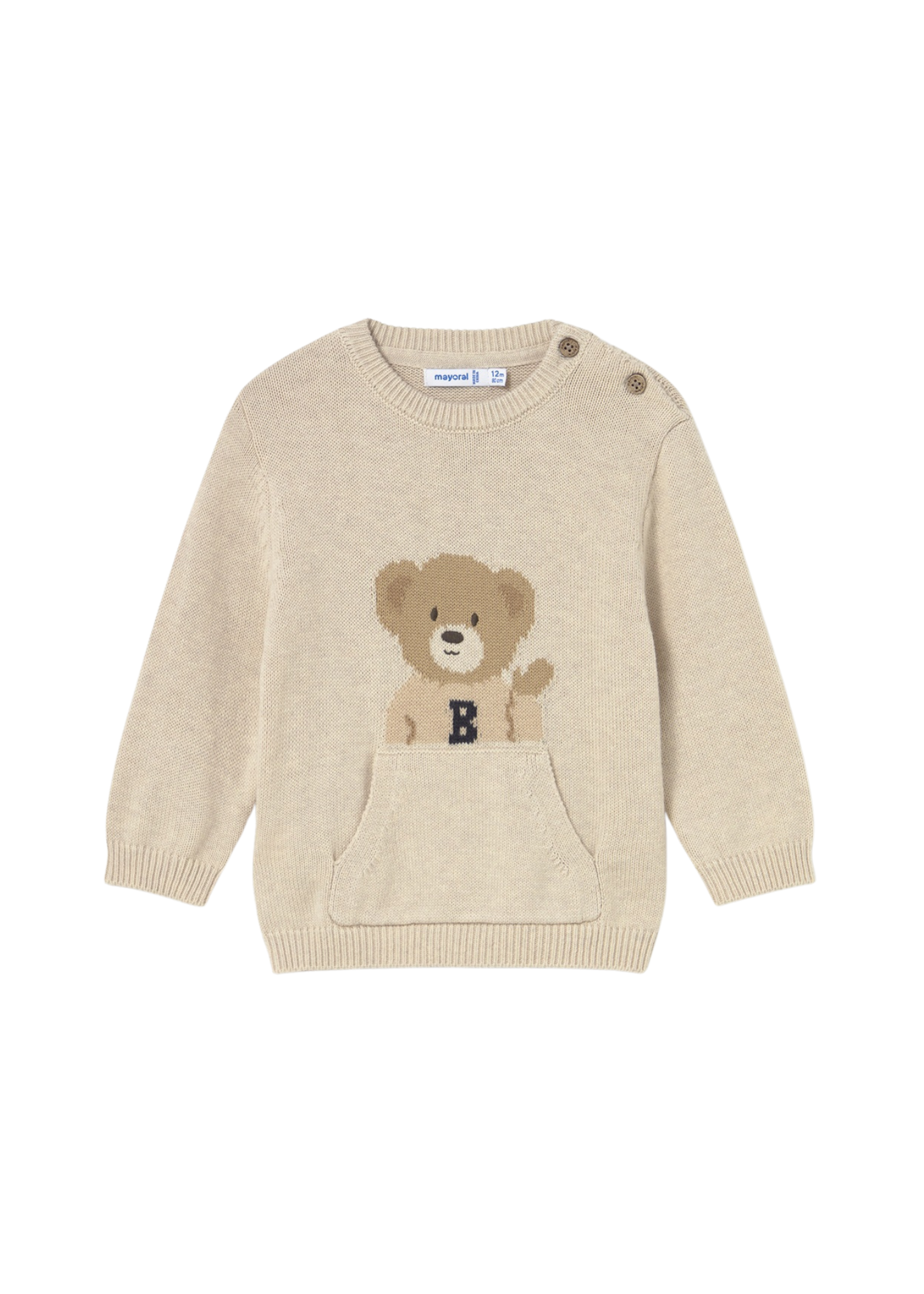Pulover Bej cu Urs si Buzunar 2341 Mayoral