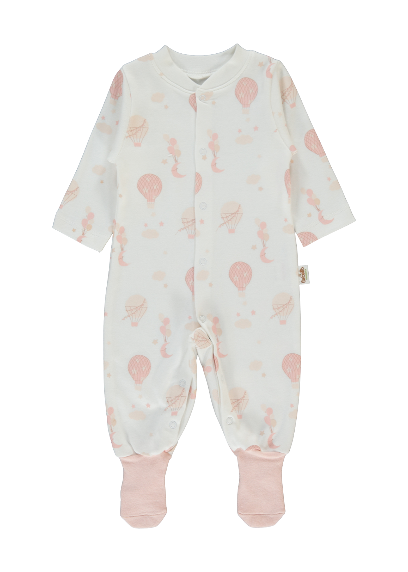 Salopeta Lunga Crem cu Imprimeu Baloane Roz T4037 Bebetto