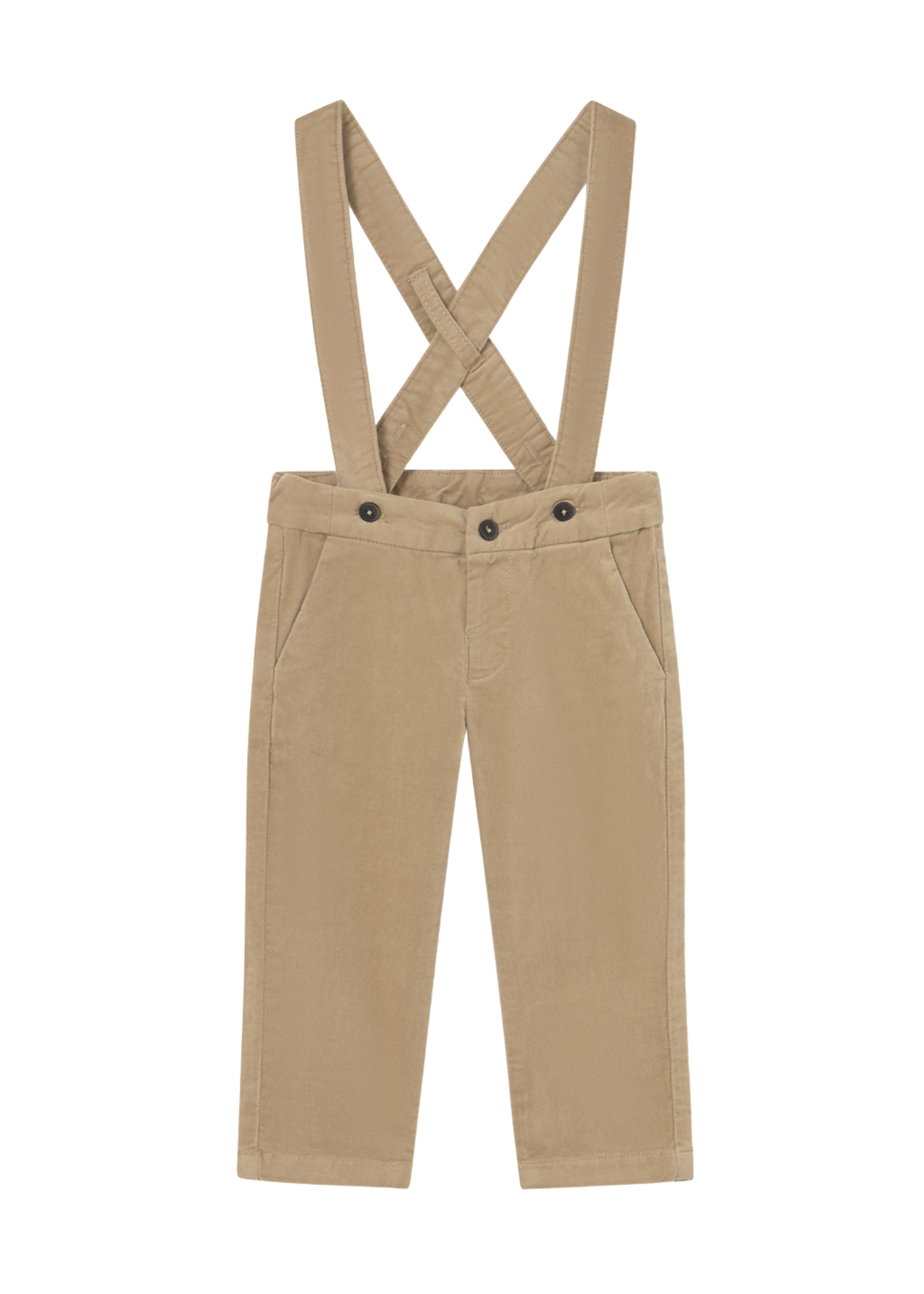 Pantaloni Lungi Bej din Catifea cu Bretele 2512 Mayoral