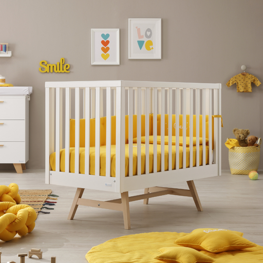 Дитяче ліжечко - Joy White &amp; Cream, Azurra Design in Beech Wood 