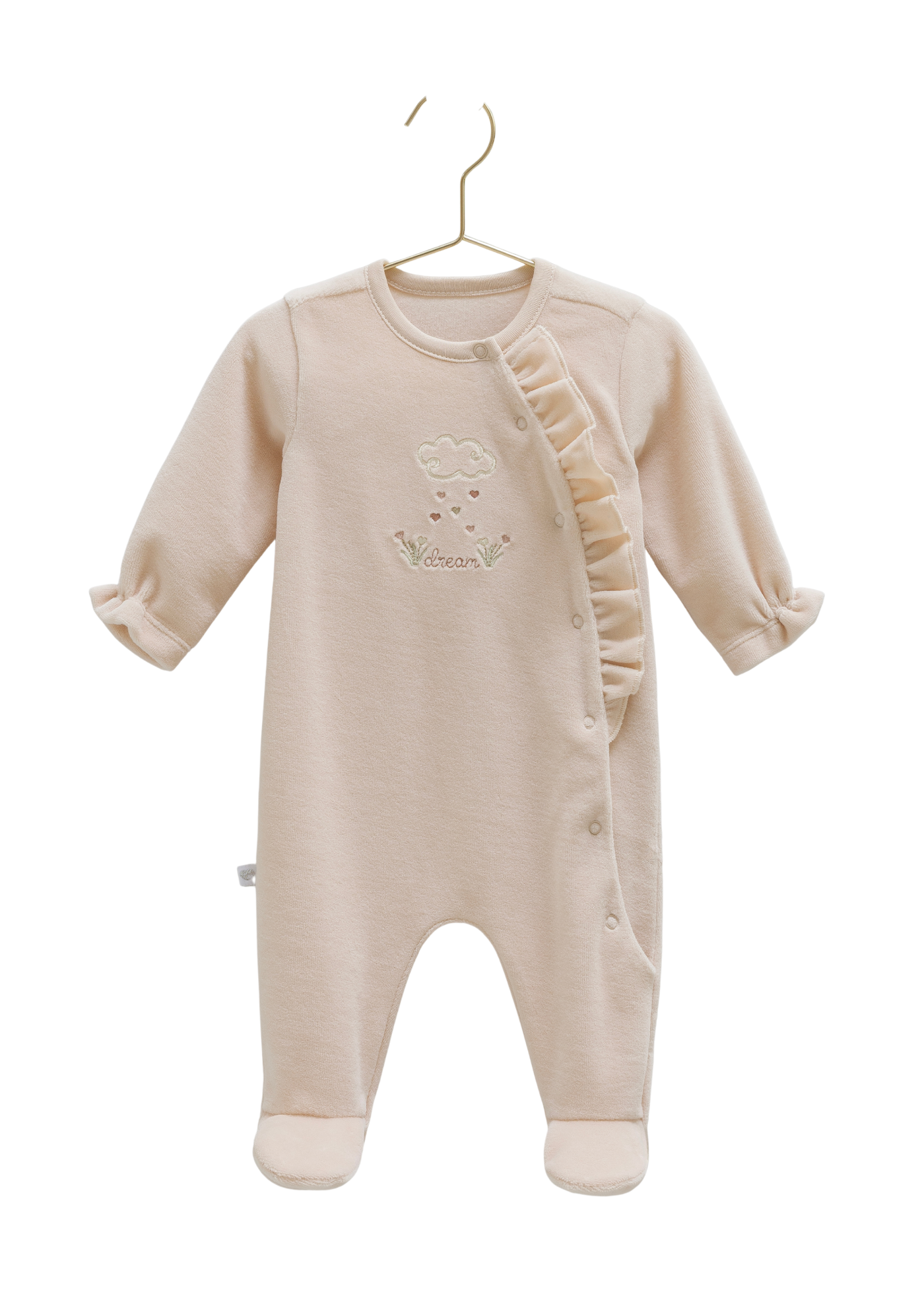 Salopeta Lunga Bej Velur cu Norisor TK2139 Mell Sweet Baby