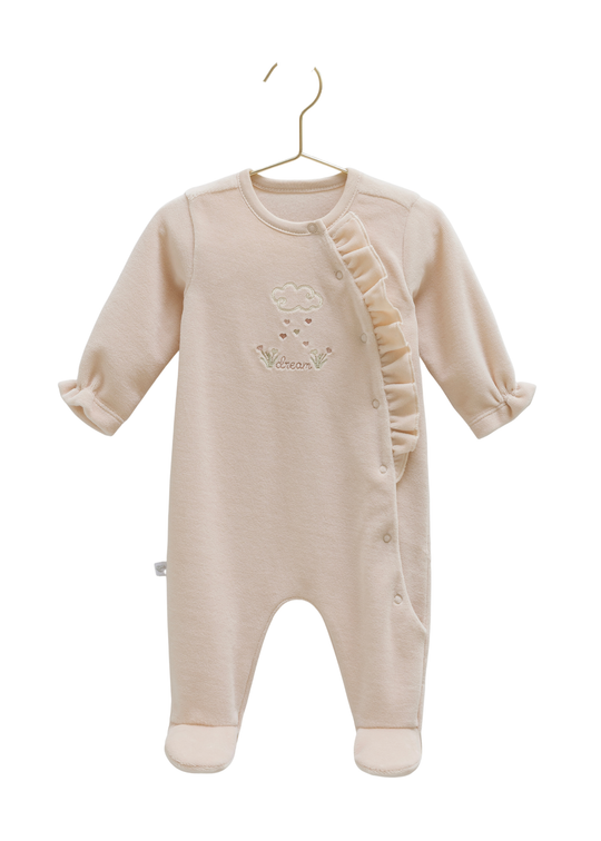 Salopeta Lunga Bej Velur cu Norisor TK2139 Mell Sweet Baby