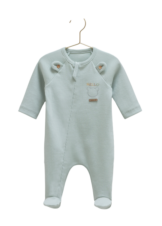 Salopeta Lunga Verde cu Fermoar si Urs TE1950 Mell Sweet Baby