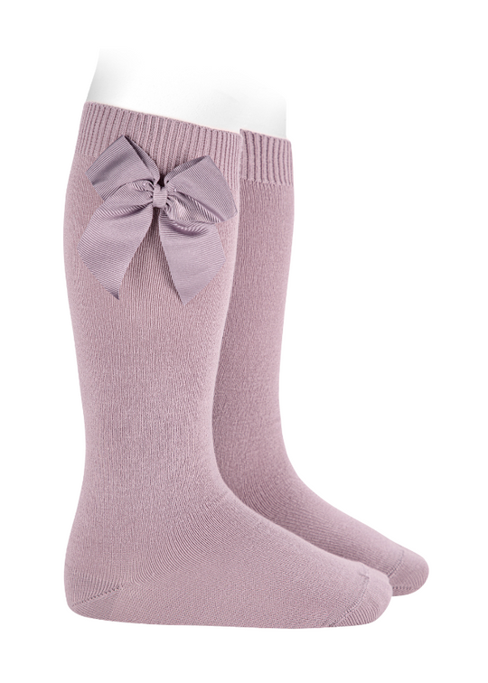 Long Socks in Cotton with Nylon Pearl Purple with Reps Bow 24822 Condor
