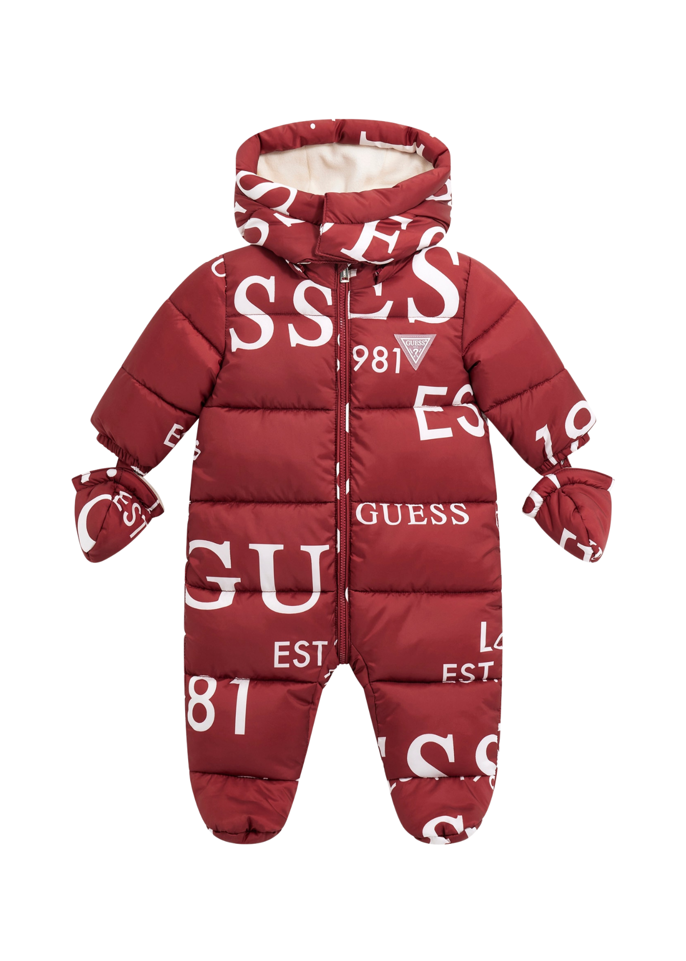 Combinezon Matlasat din Fas Grena cu Print Litere H5BW00 WCFM0 P54O Guess