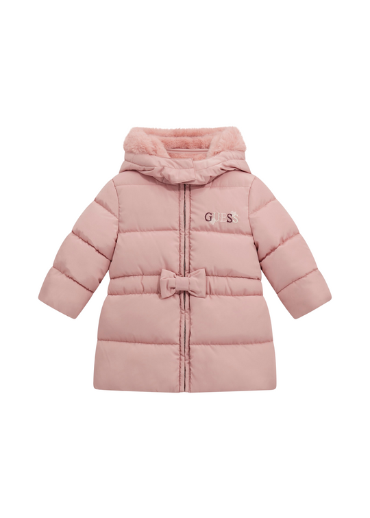 Geaca Matlasata Roz din Fas cu Gluga si Elastic cu Funda in Talie A5BL02 WB240 G6J8 Guess