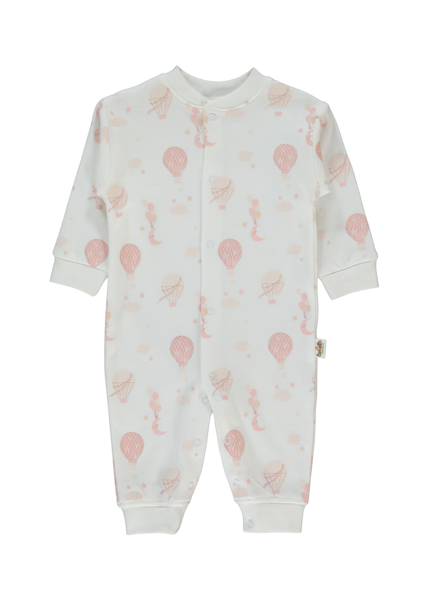 Salopeta Lunga Crem cu Baloane Roz cu Capse T4107 Bebetto