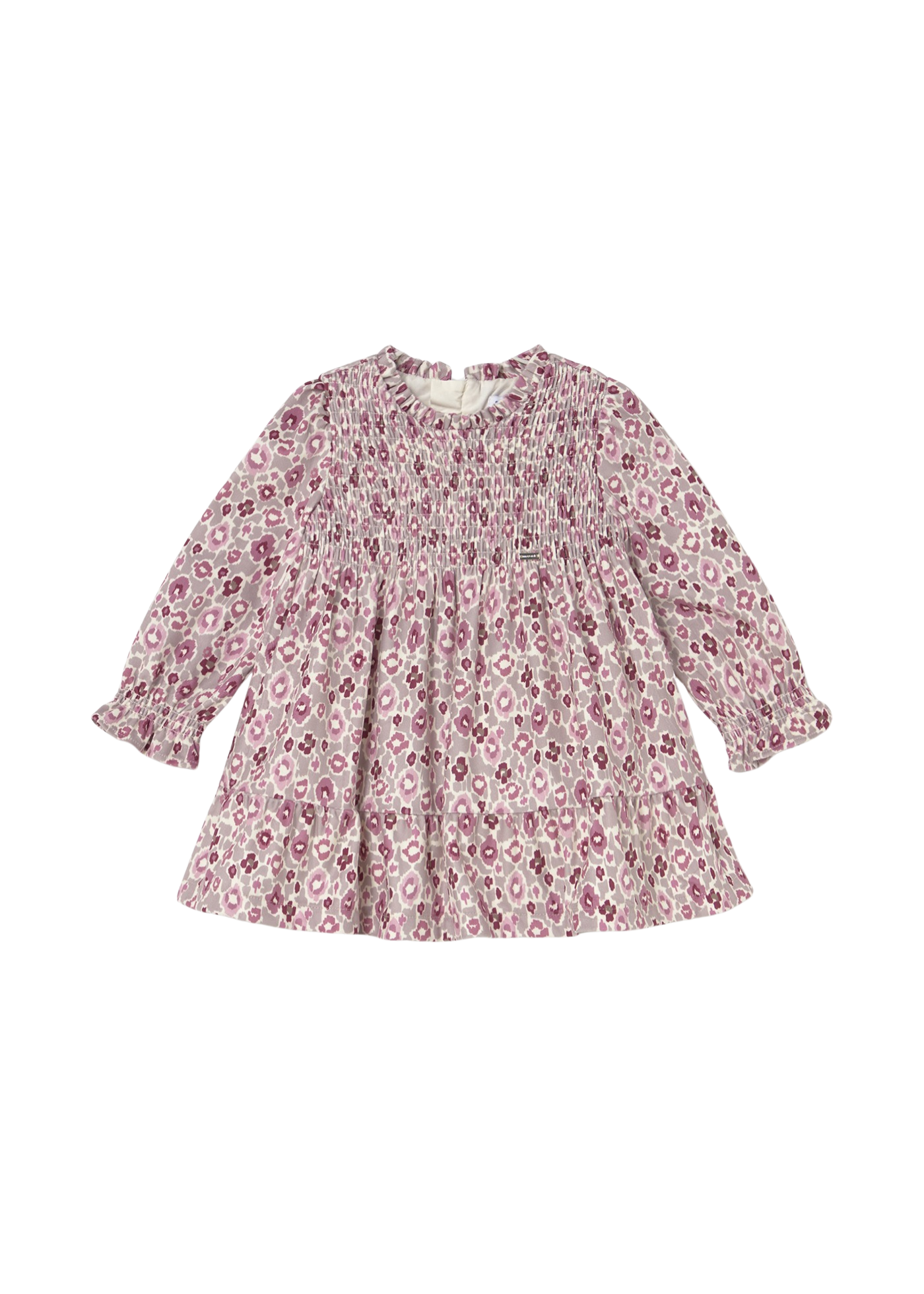 Rochie din Catifea Roz Pudra cu Maneca Lunga cu Imprimeu Flori 2909 Mayoral