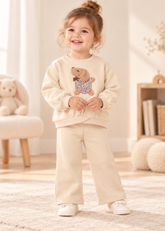 Trening din Bumbac Crem cu Model Calutel pentru Fetite 2838 – Mayoral