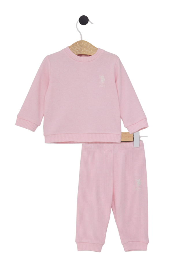 Set Casual 2 Piese Tricot Roz Bluza si Pantaloni USB2179 V2 Us Polo Assn