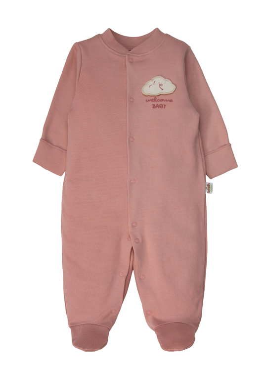 Salopeta cu Botosei din Bumbac Organic cu Norisor Roz Pudra T4386 – Bebetto