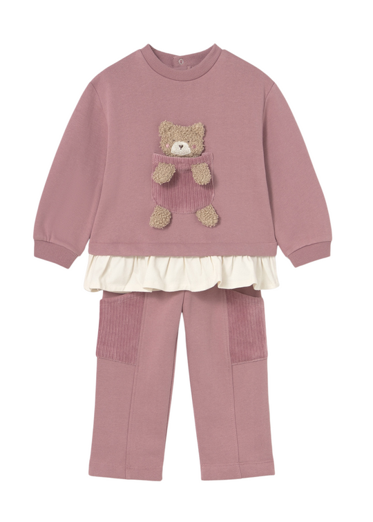 2-Piece Tracksuit Powder Pink with Teddy Bear 2843 Mayoral