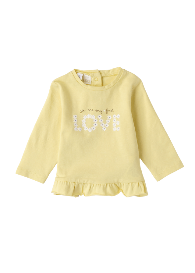 Bluza Galbena cu Maneca Lunga si Imprimeu Love pentru Fetite 8116 iDO - Camera Bebelusului