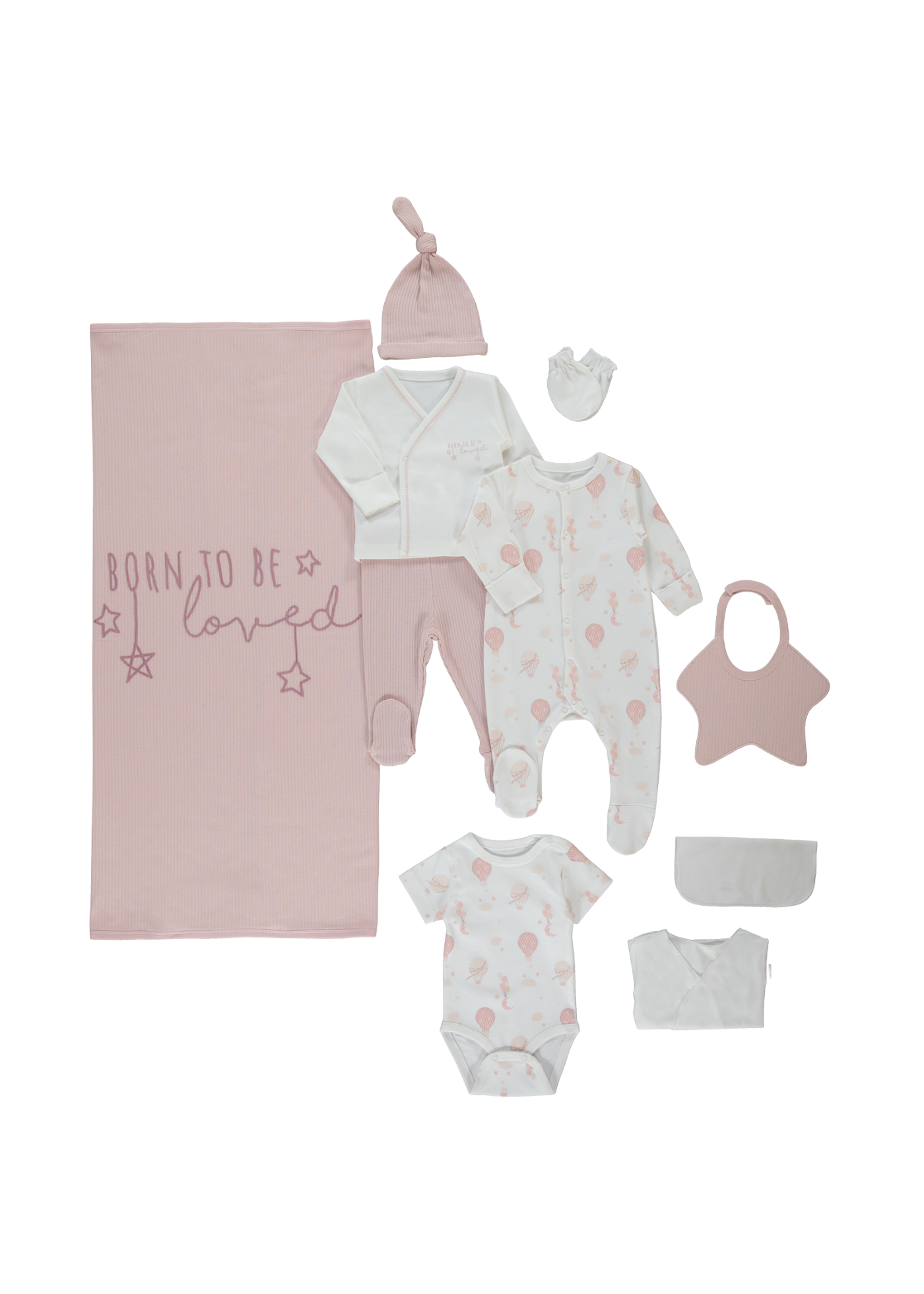 Set 10 Piese Maternitate Crem cu Baloane Roz Z1061 Bebetto