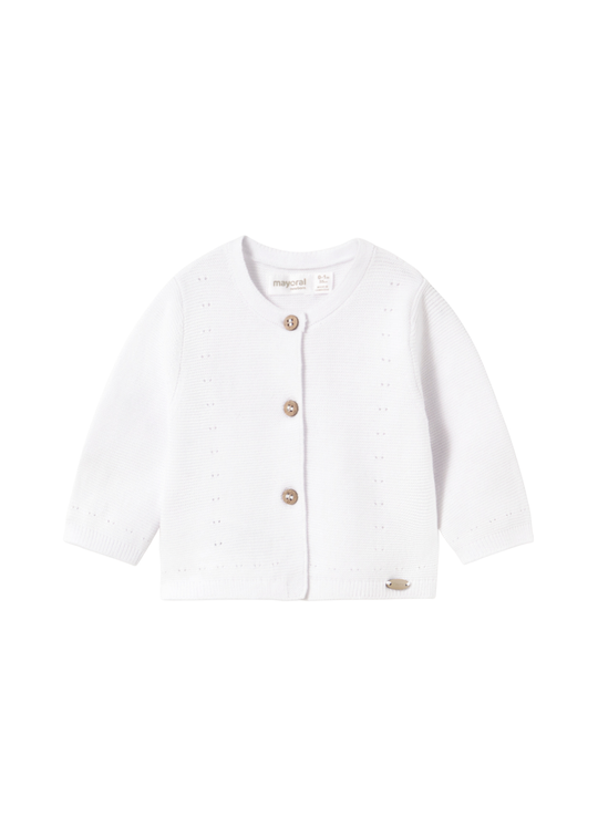 Cardigan Tricotat Alb cu Nasturi 1305 Mayoral