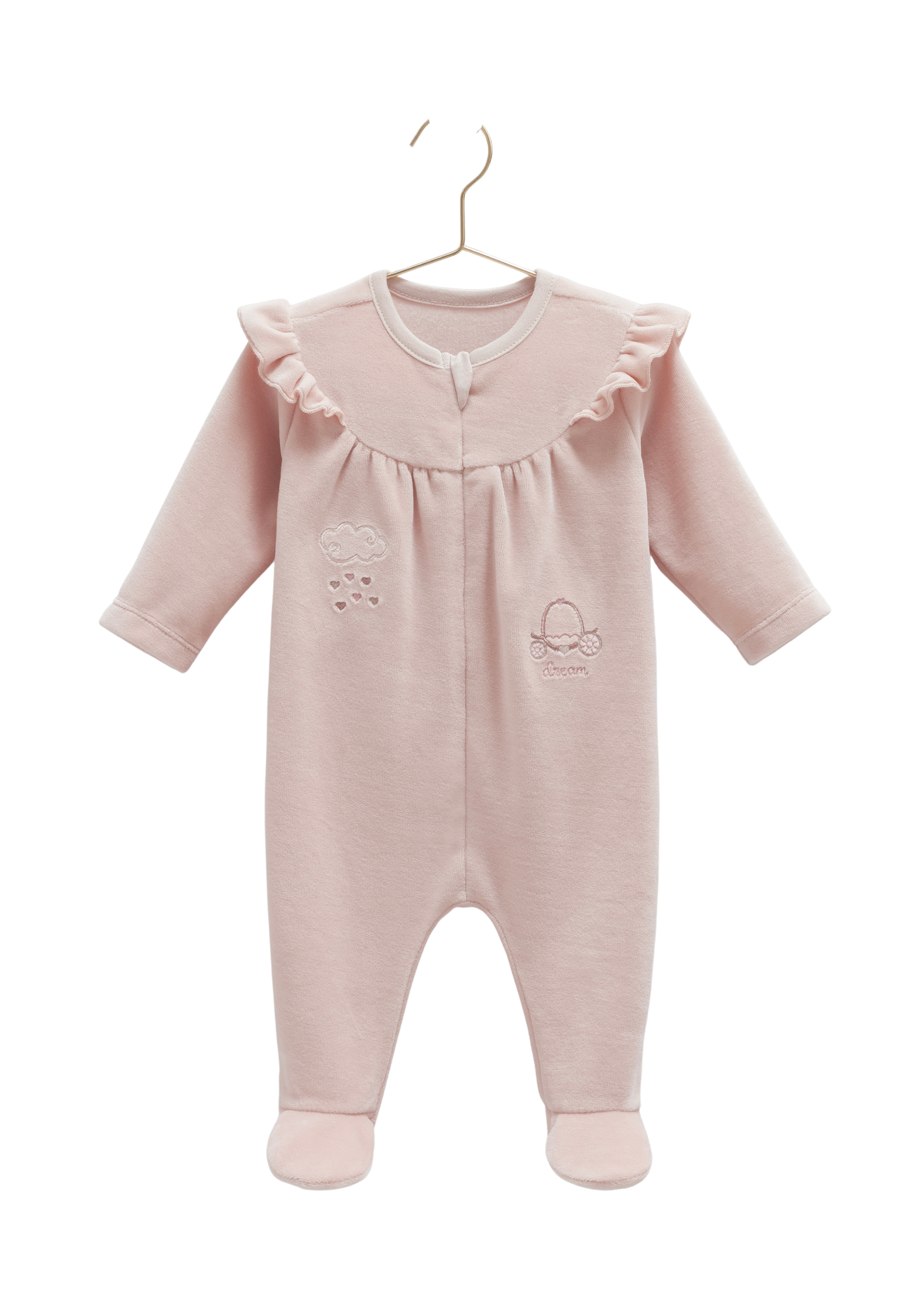 Salopeta Lunga Roz Pudra Velur cu Fermoar TK2141 Mell Sweet Baby