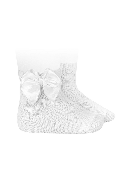 Sosete Albe Scurte Perforate cu Funda Saten 2506/4 Condor