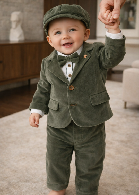 Costum Dominic Catifea Vernil AnneBebe