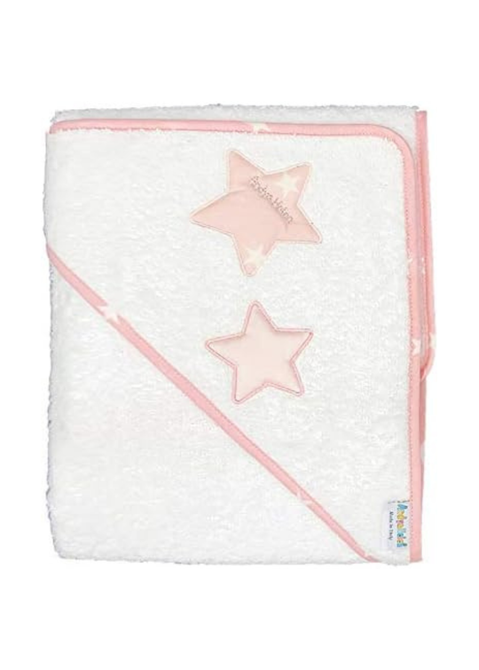 Prosop cu Capison Alb cu Stelute Roz 100x100 cm D50 Andy&Helen