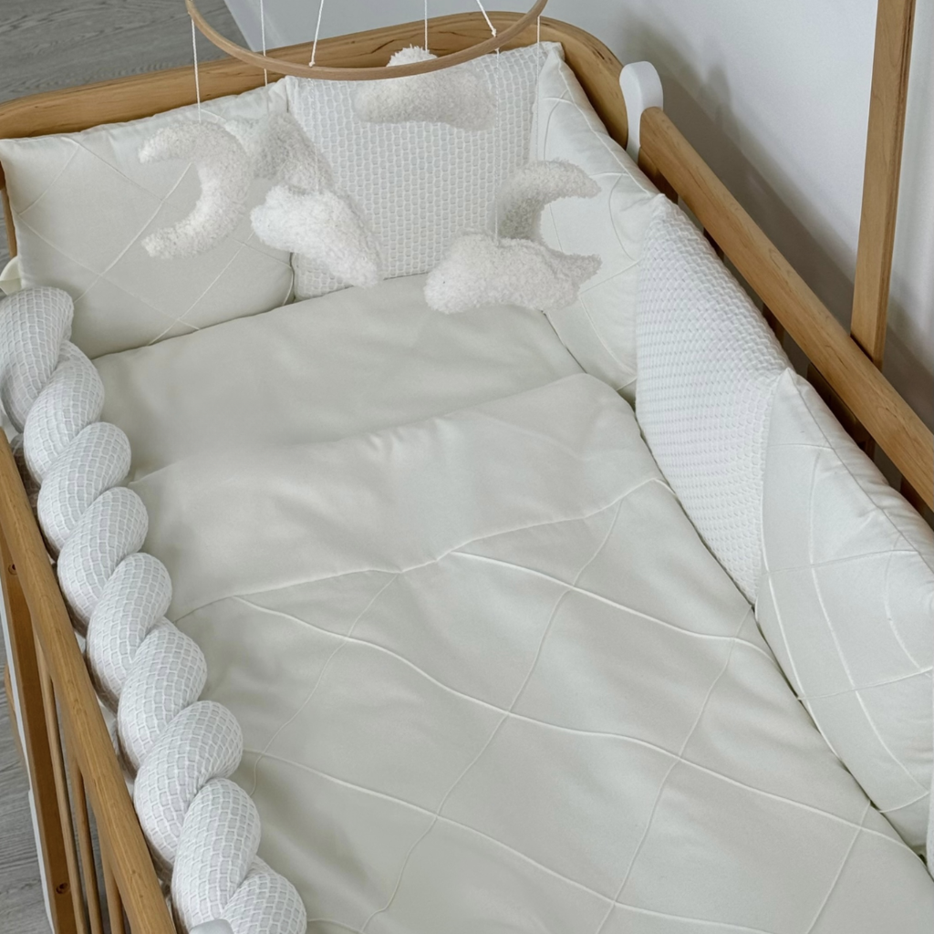 Crib Bedding Set 60x120 cm Satin Platinum Milk Ingvart