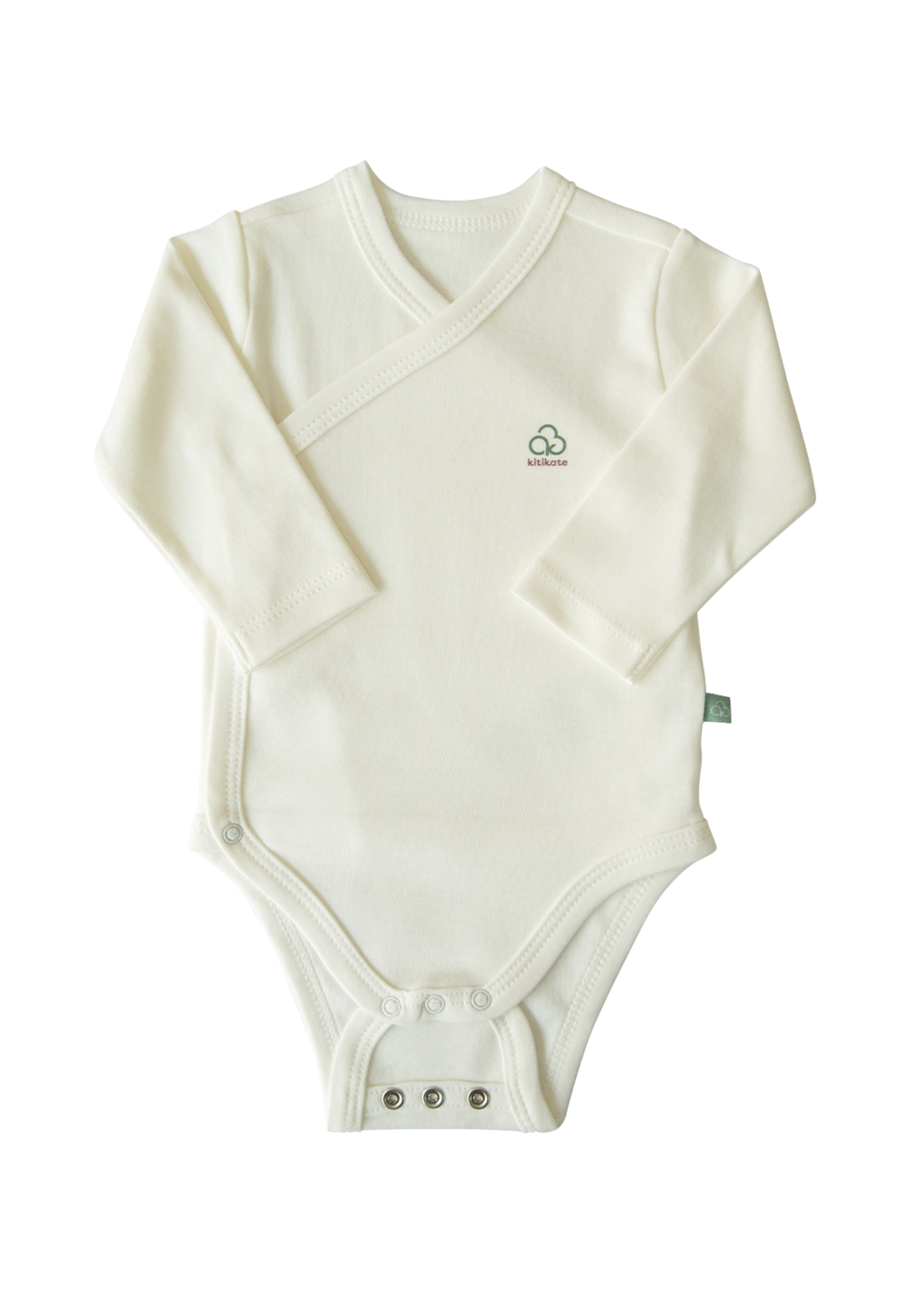 Body Maneca Lunga Crem Bumbac Organic Extensibil cu Inchidere pe Fata S40322 Kitikate