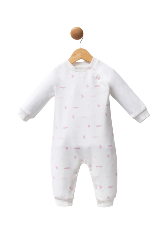 Salopeta Lunga Ivory cu Imprimeu Logo Roz USB2361 Us Polo Assn