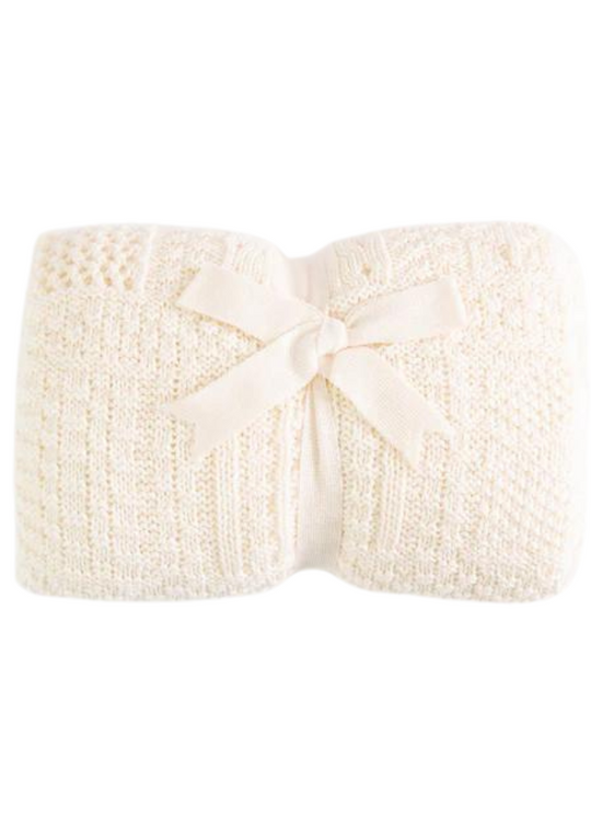 Pled Tricotat Bej din Bumbac Organic 80 x 90 cm S22599 KitiKate