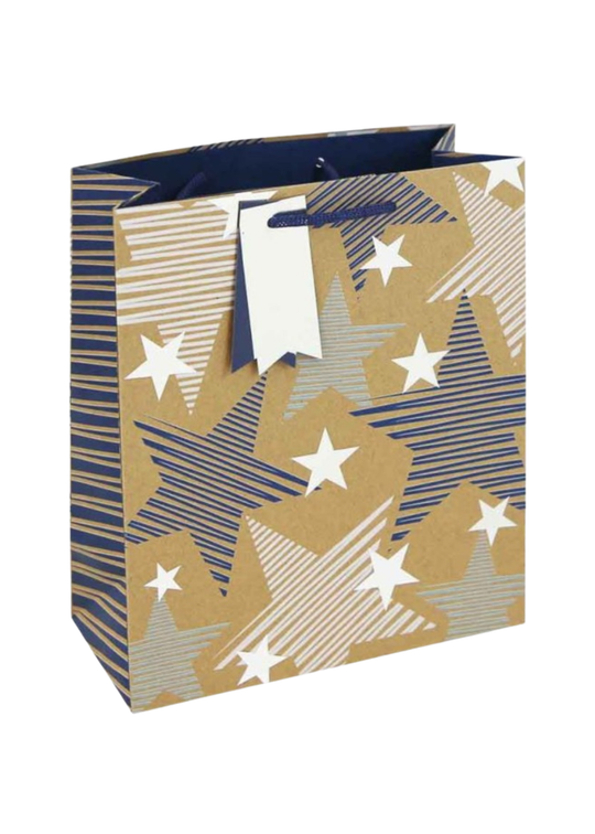 Punga Cadou Bej cu Stele SDE 401M Gift Design