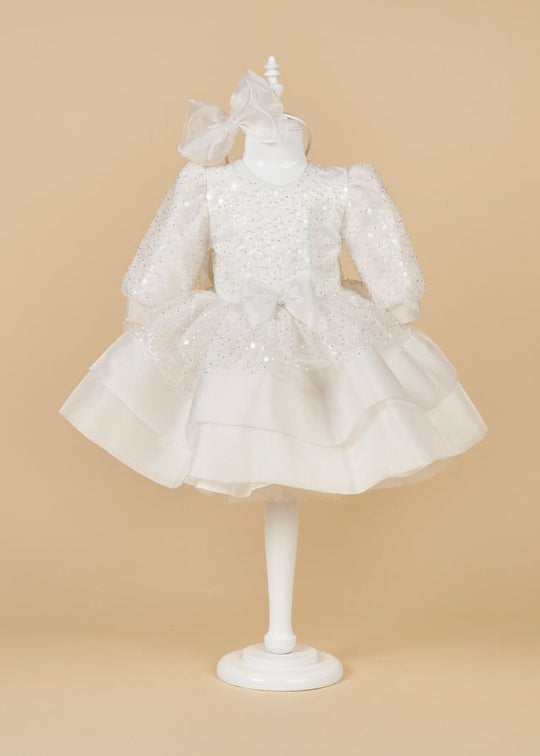 Eliza Organza Dress With Pearls Cream Tulle And Sequins
