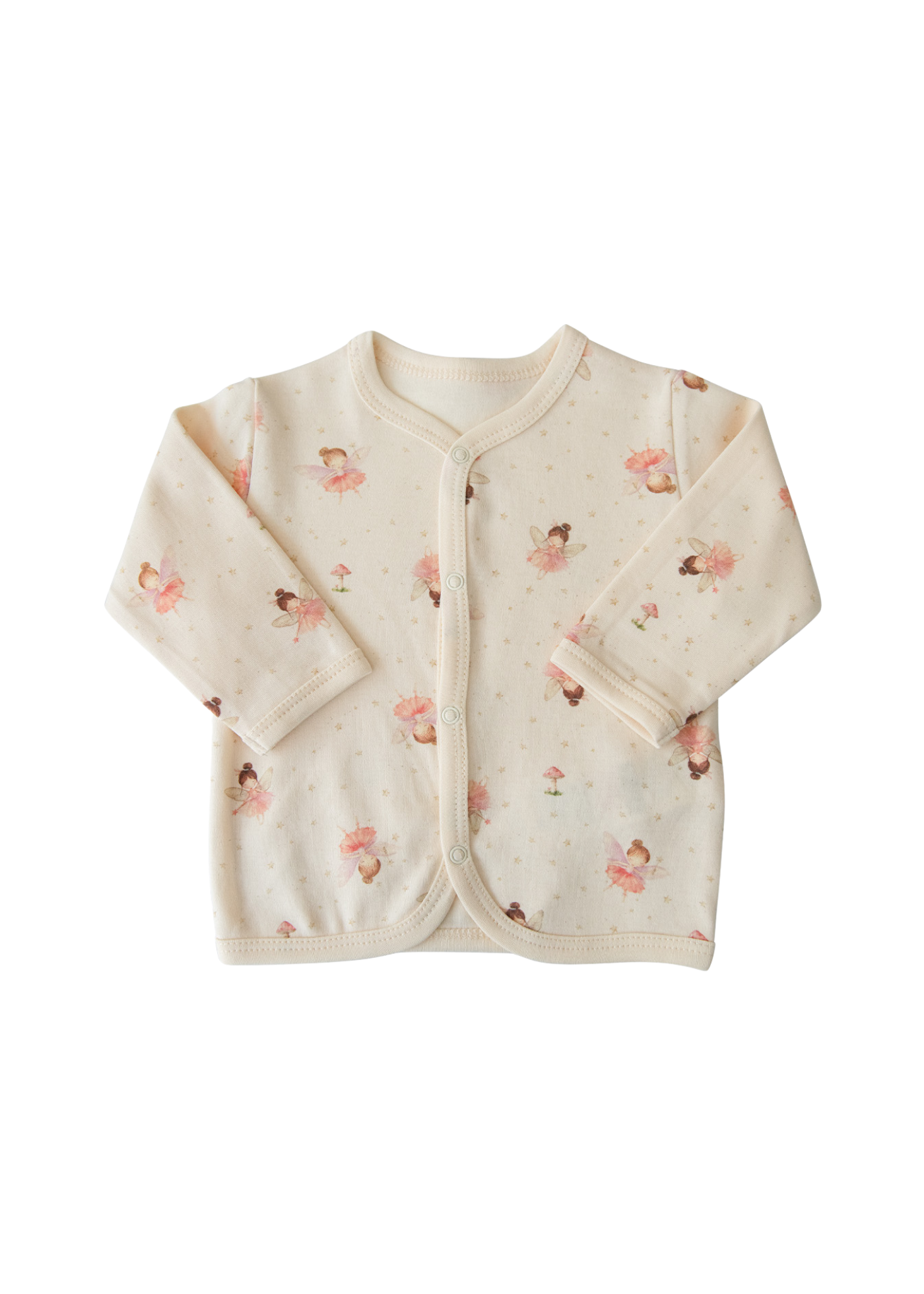 Set 2 Piese Bumbac Organic Bluza cu Capse si Pantaloni Lungi bej cu Imprimeu Zane S60191 Kitikate