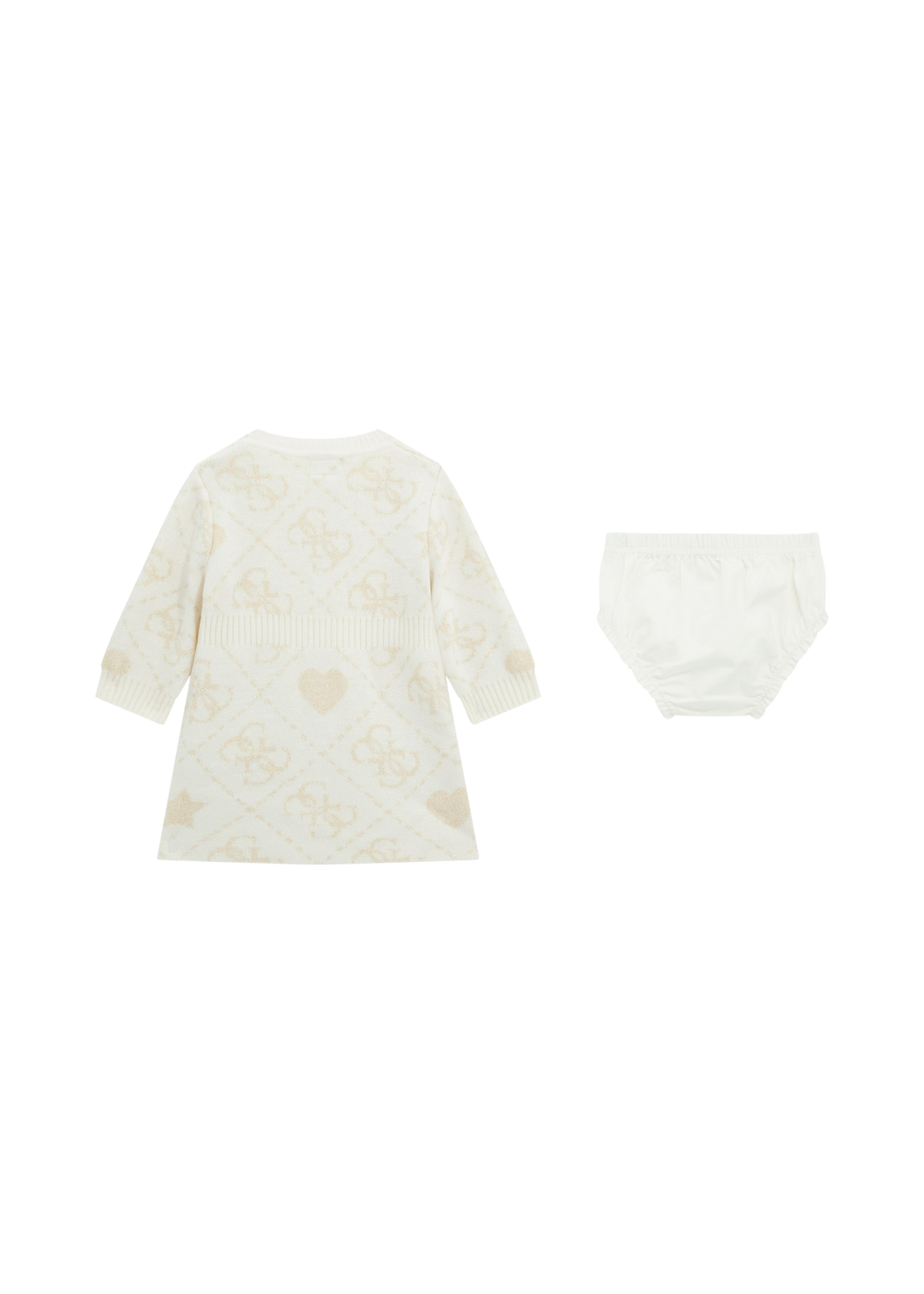 Rochie Tricotata cu Maneca Lunga Crem cu Model Bej Auriu A5BK02 Z39N0 F15T Guess