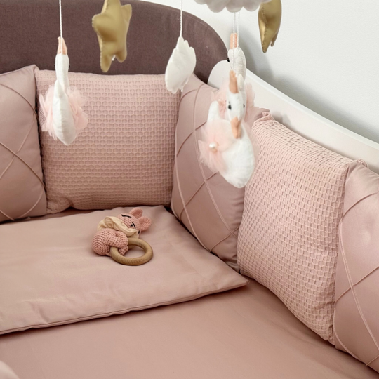 Crib Bedding Set 60x120 cm Satin Platinum Powder Pink Ingvart